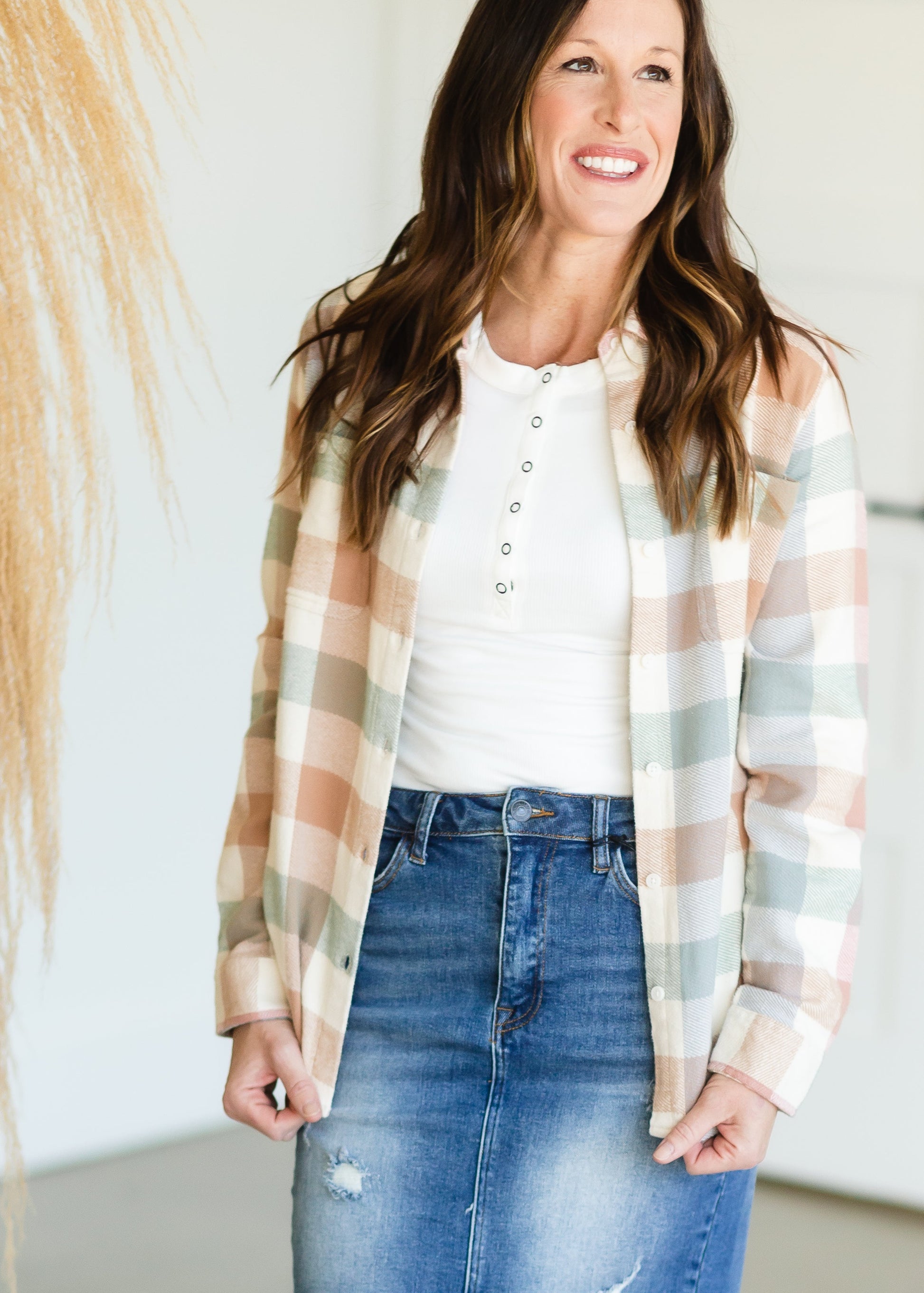 Pastel Plaid Button Up Flannel - FINAL SALE Shirt