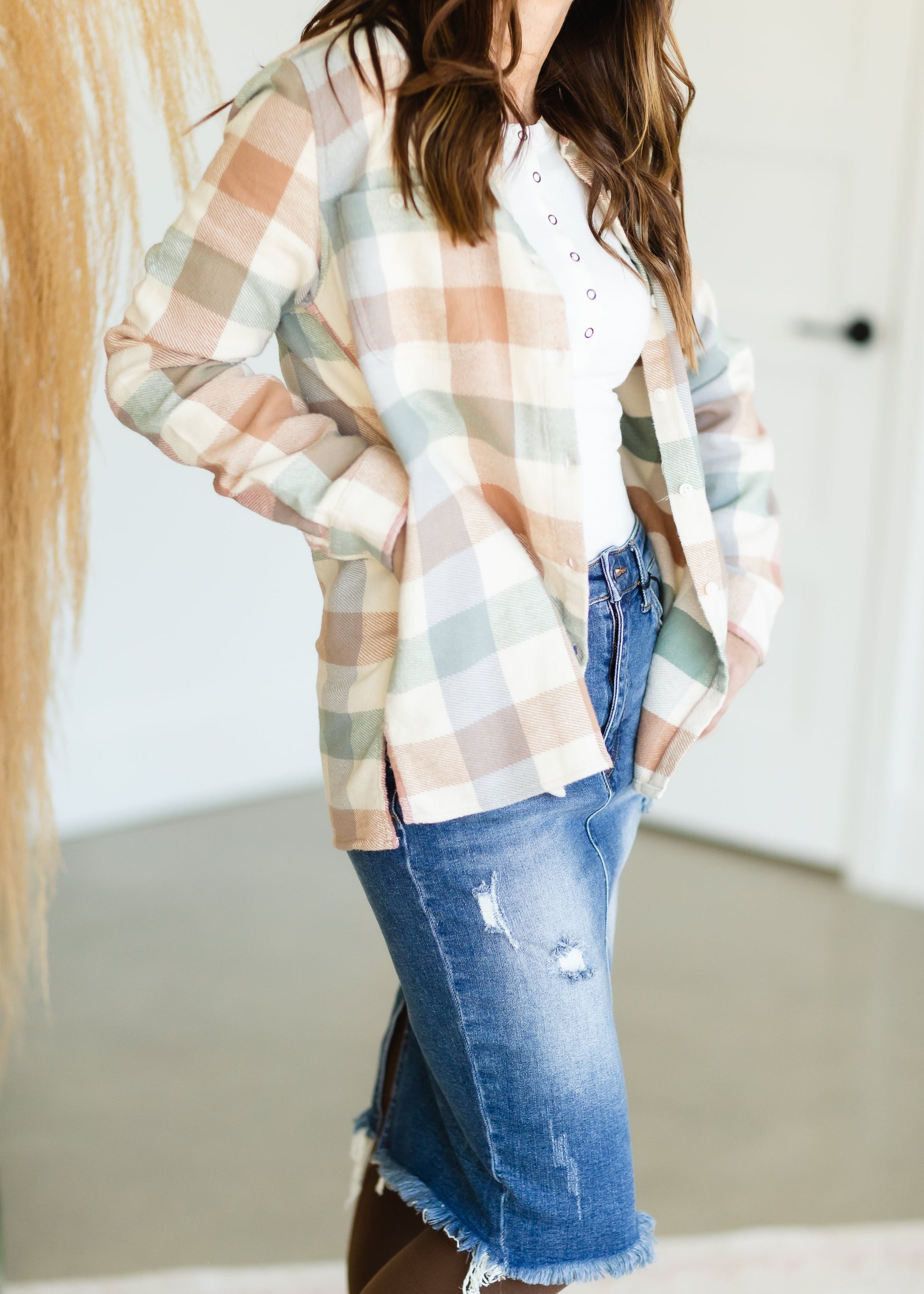 Pastel Plaid Button Up Flannel - FINAL SALE Shirt