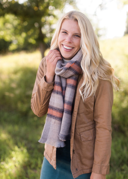 Pastel Plaid Orange Scarf