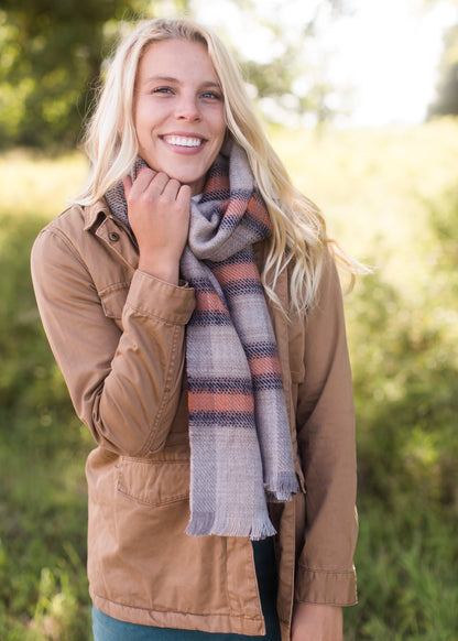 Pastel Plaid Orange Scarf