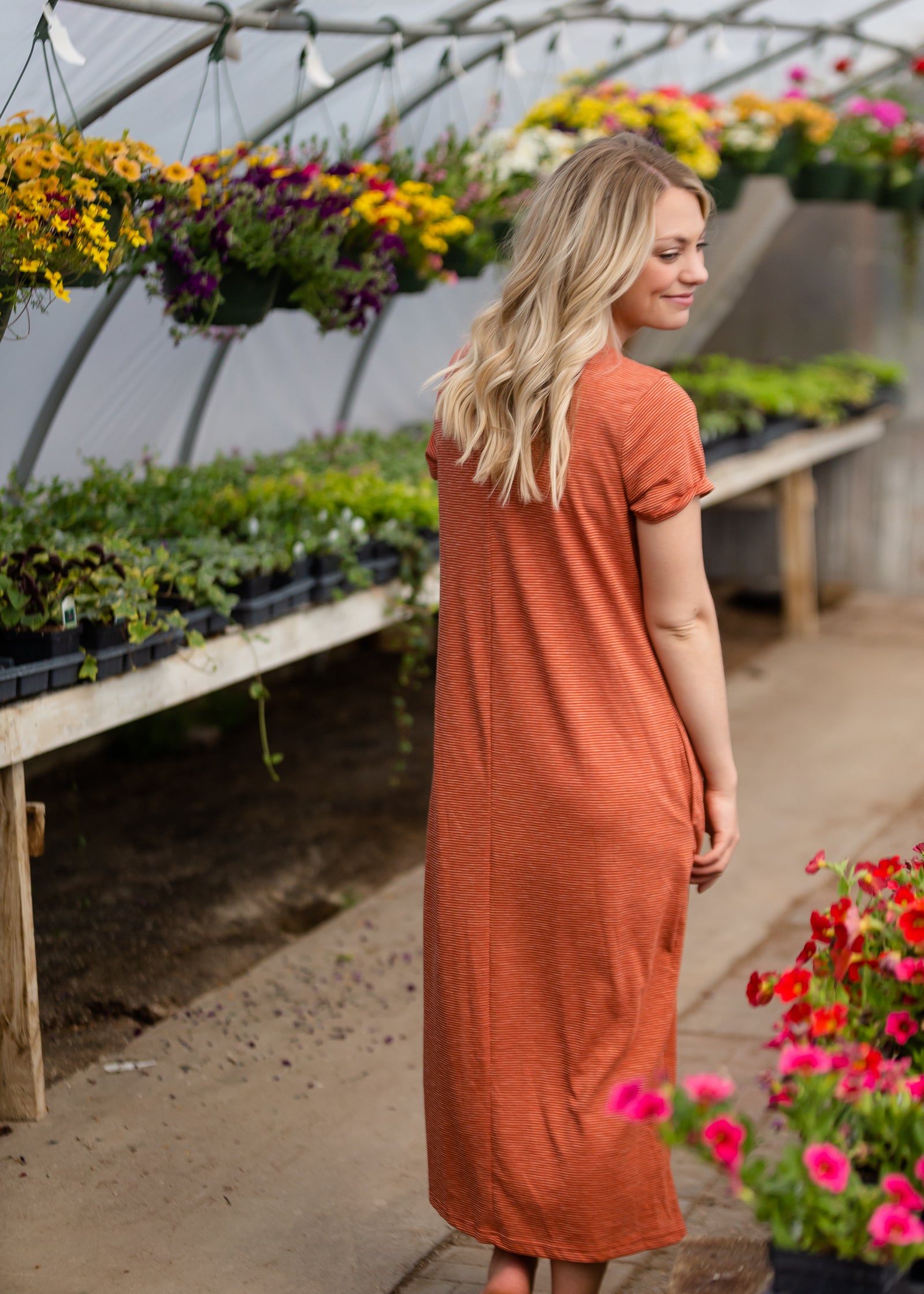 Persimmon Striped T-Shirt Midi Dress Dresses