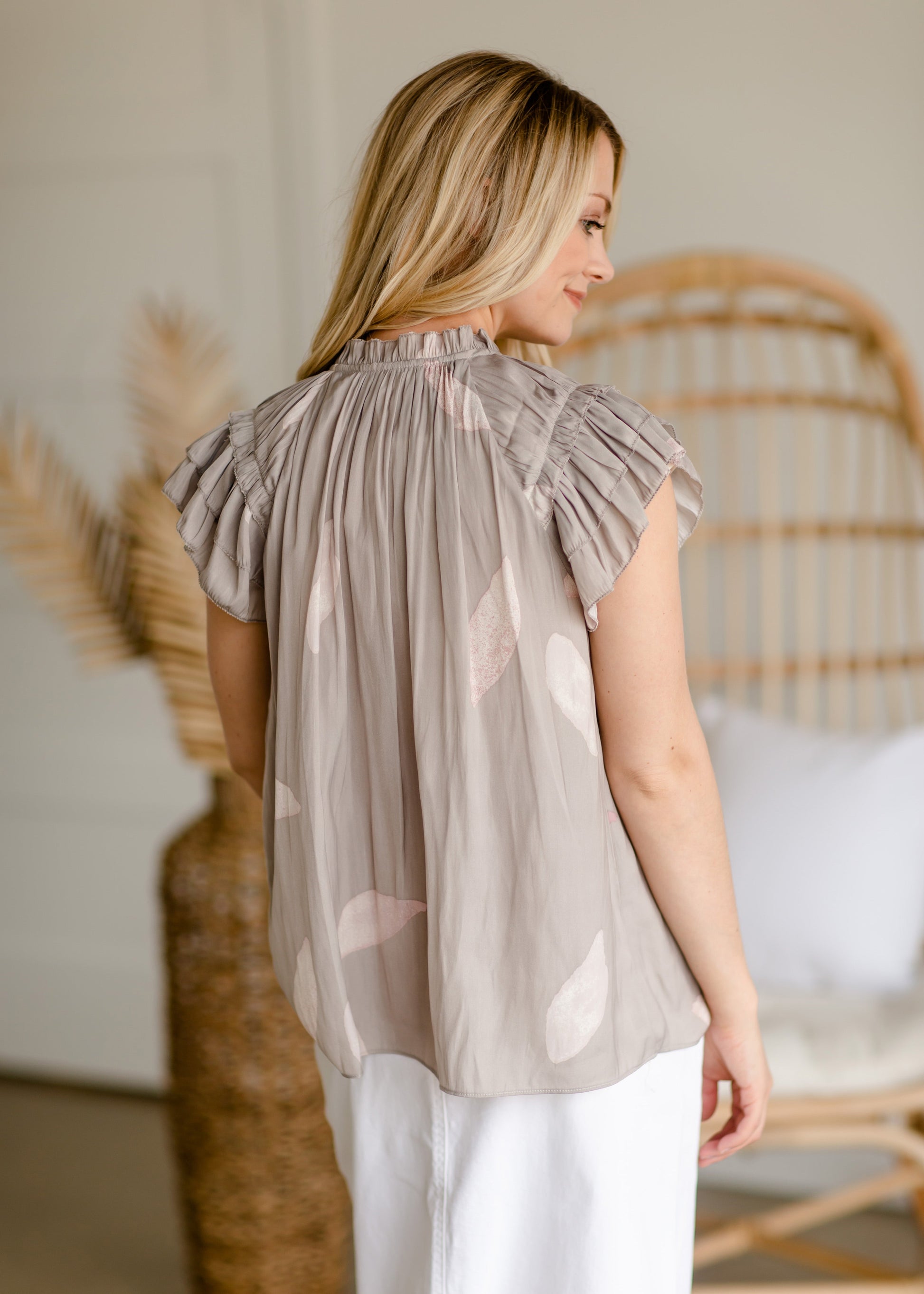 Petal Ruffle Sleeve Blouse - FINAL SALE Tops