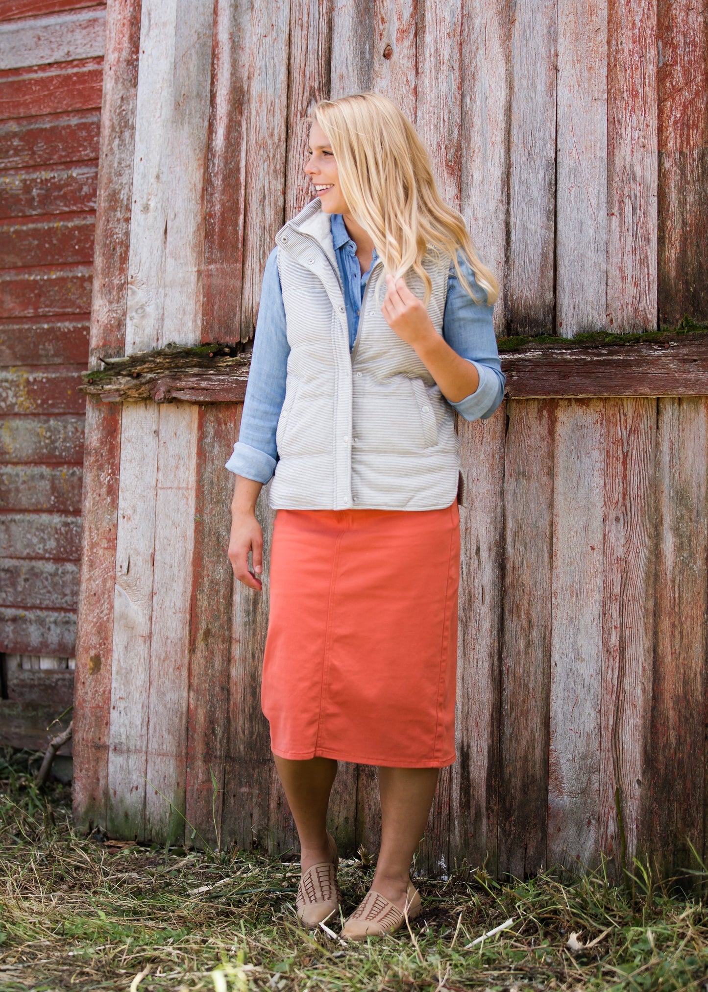 Pin Striped Sherpa Lined Vest