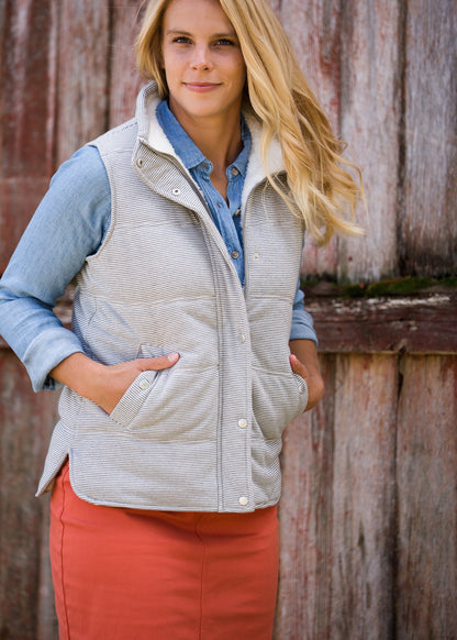 Pin Striped Sherpa Lined Vest