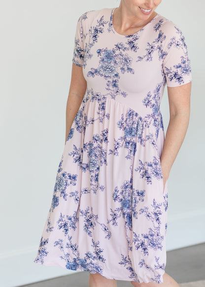 Pink & Blue Floral Midi Dress Dresses Chris & Carol