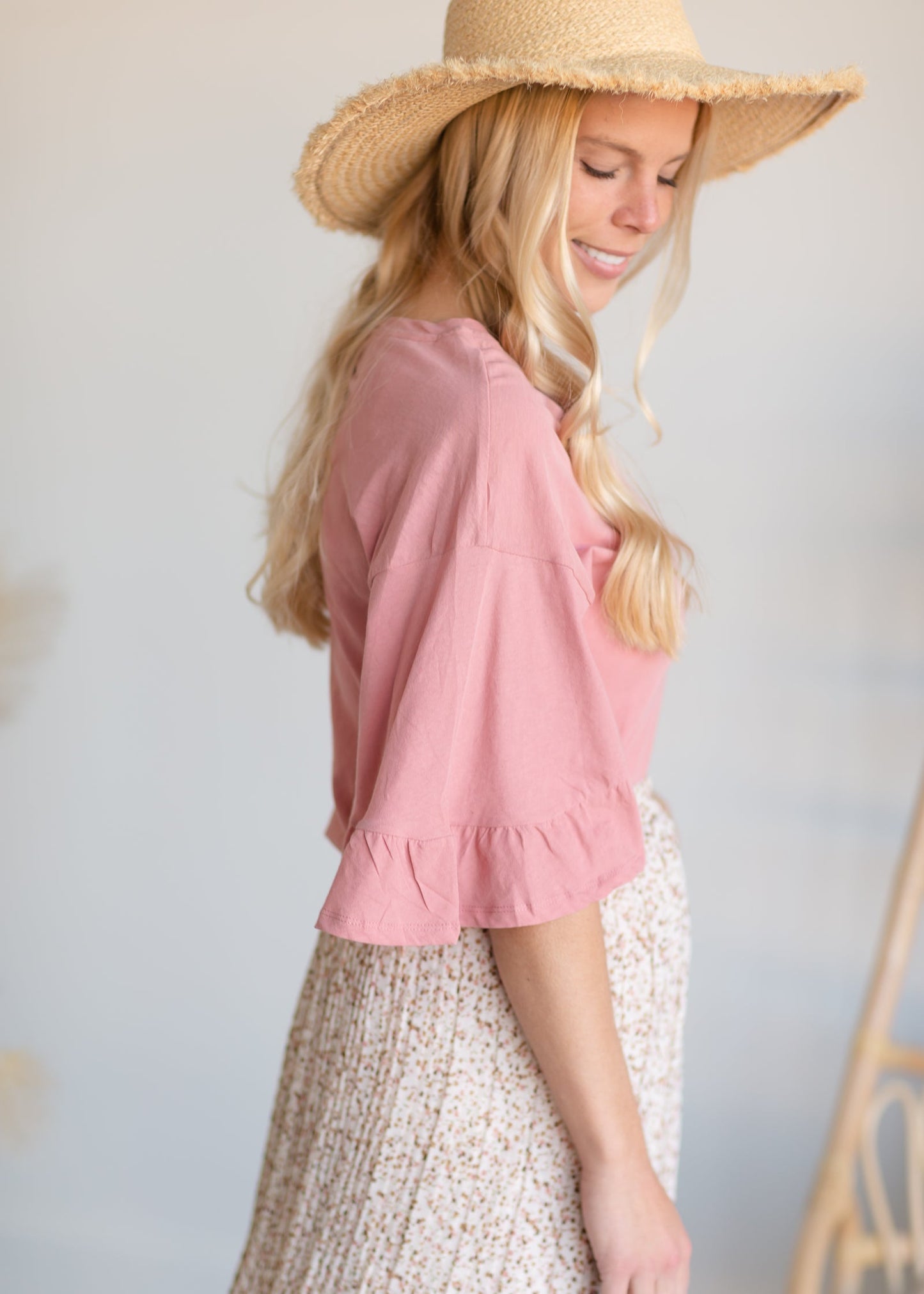 Pink Casual Ruffle Tee - FINAL SALE Tops