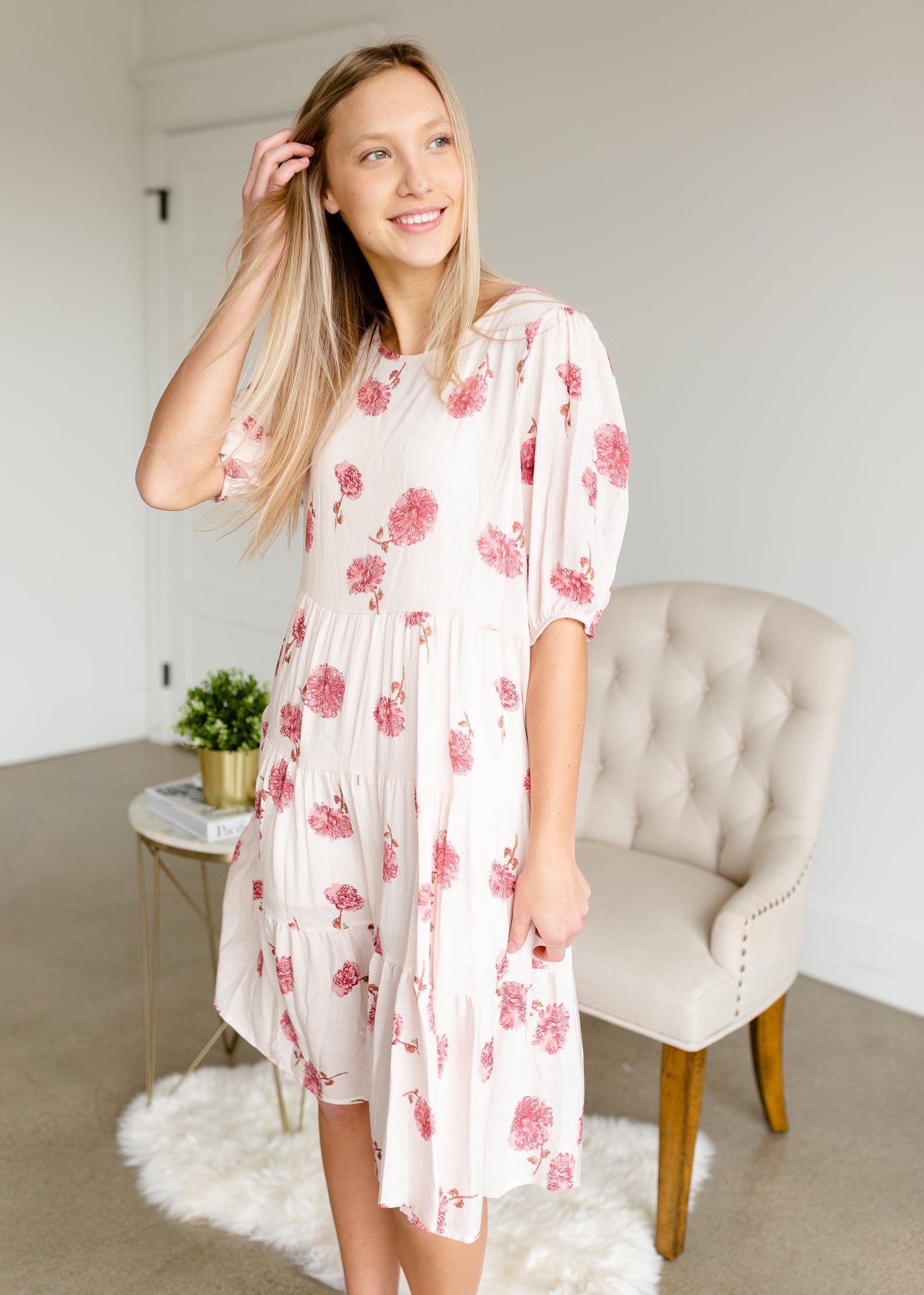 Pink Floral Tiered Midi Dress - FINAL SALE Dresses