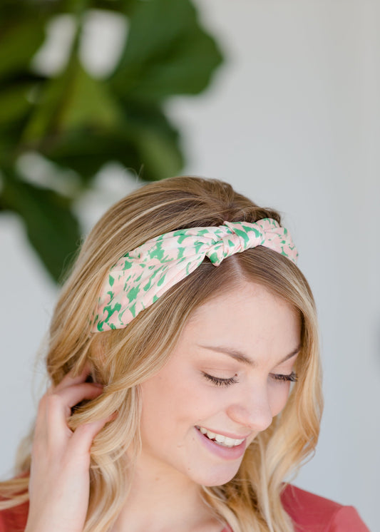 Pink + Green Knotted Headband Accessories