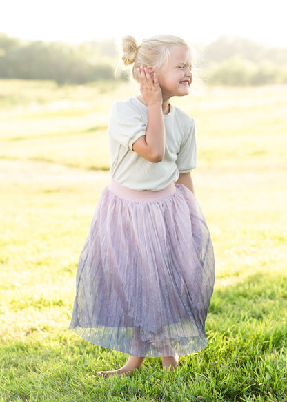 Pink Ombre Tulle Midi Skirt Skirts