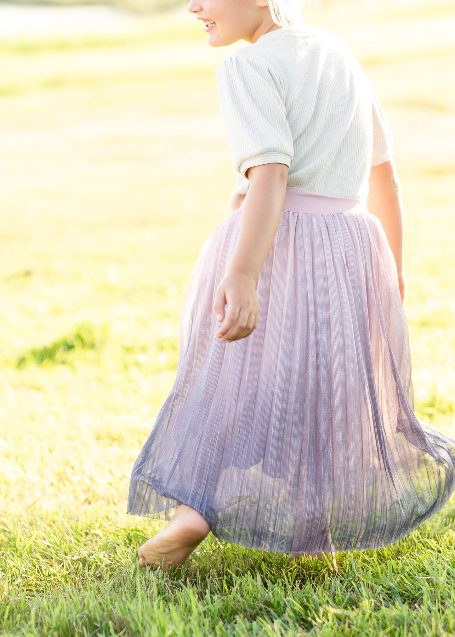 Pink Ombre Tulle Midi Skirt Skirts