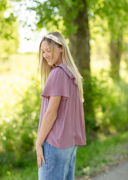 Pintuck Yoke Blouse With Lace Trim - FINAL SALE Tops