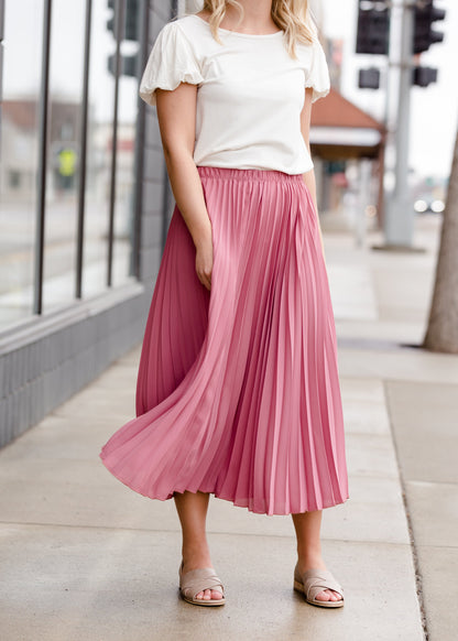 Pleated Mauve Midi Skirt - FINAL SALE Skirts