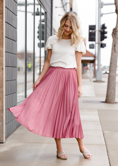 Pleated Mauve Midi Skirt - FINAL SALE Skirts