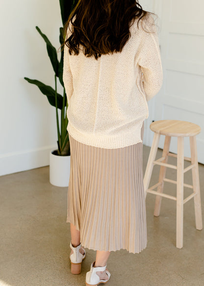 Pleated Sweater Knit Midi Skirt - FINAL SALE Skirts