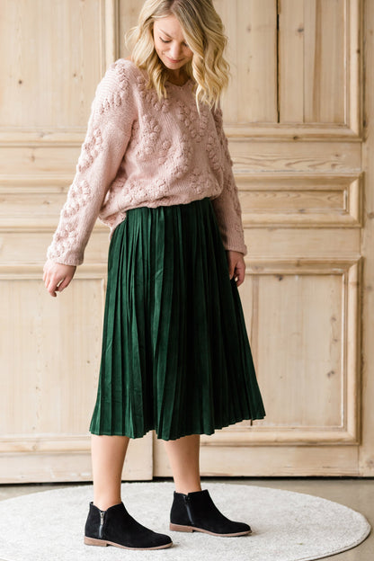 Pleated Velvet Midi Skirt - FINAL SALE Skirts