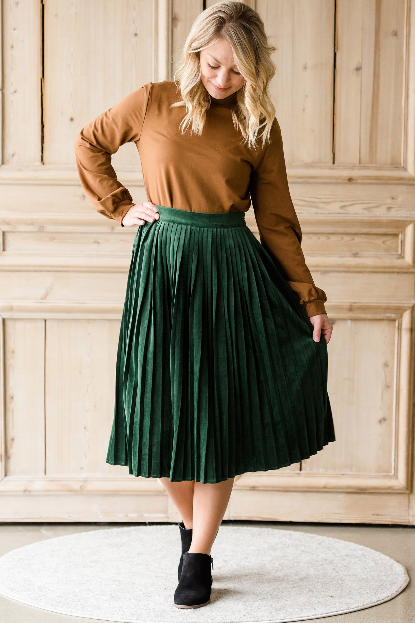 Pleated Velvet Midi Skirt - FINAL SALE Skirts