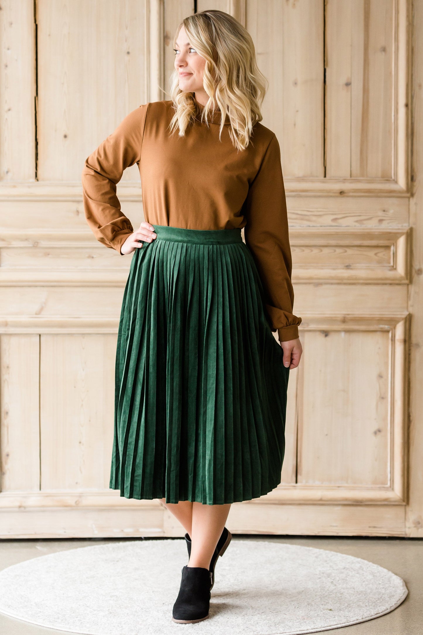 Pleated Velvet Midi Skirt - FINAL SALE Skirts