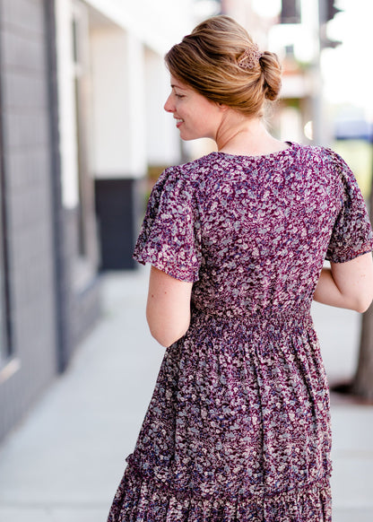 Plum Floral Maxi Dress Dresses Mikarose