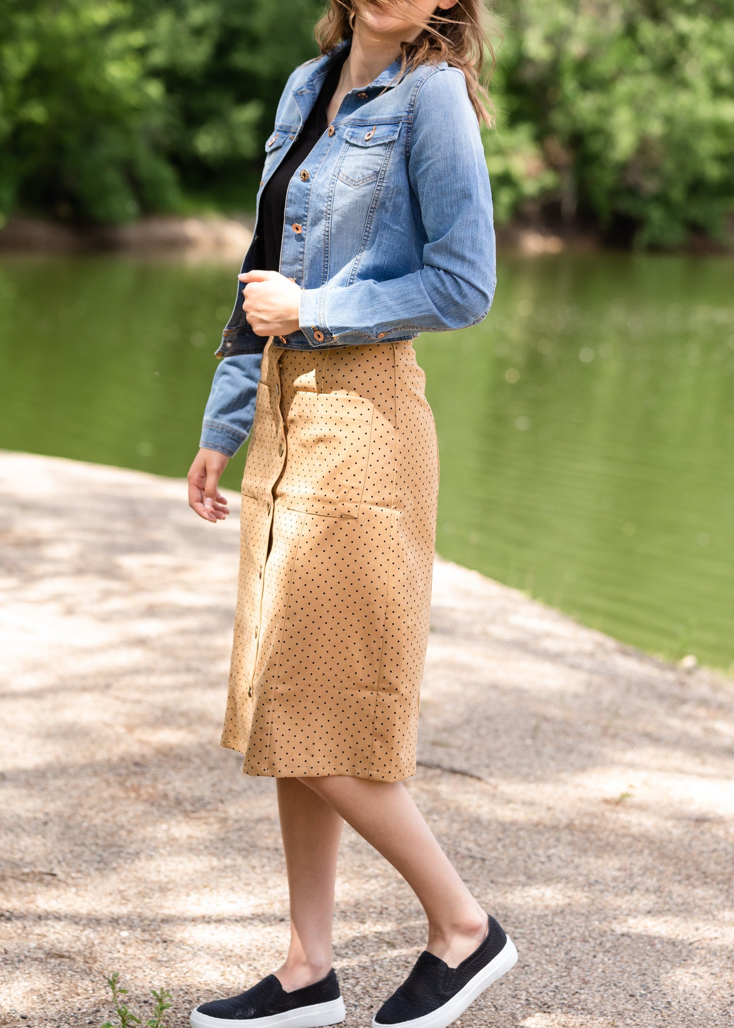 Polka Dot Button Up Midi Skirt - FINAL SALE Skirts