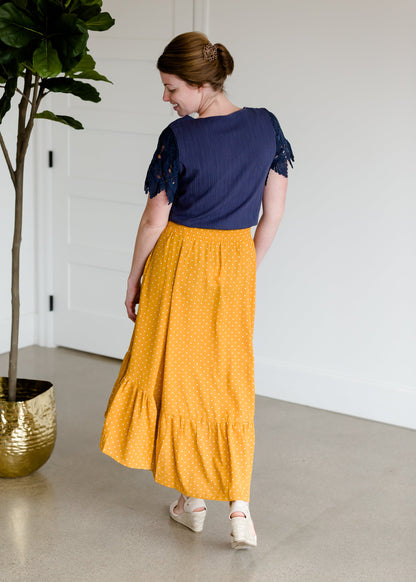 Polka Dot High Waist Ruffle Maxi Skirt - FINAL SALE Skirts