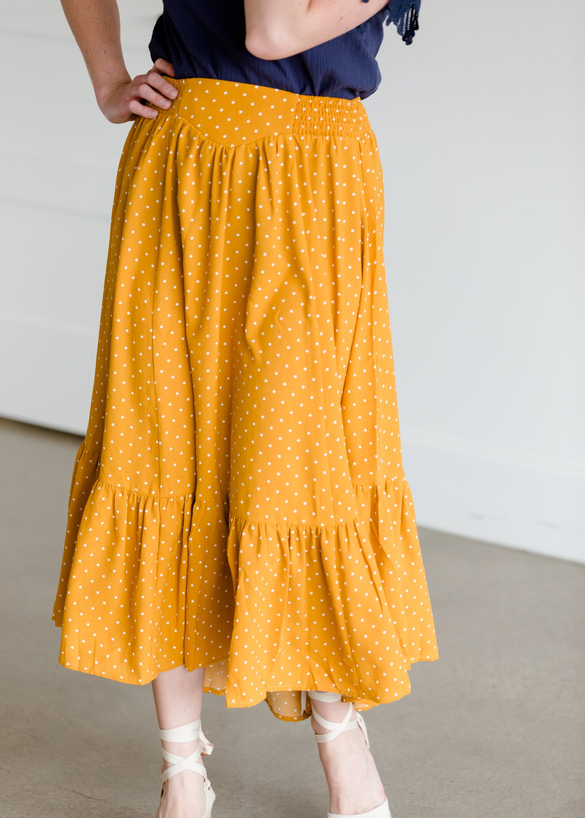 Polka Dot High Waist Ruffle Maxi Skirt - FINAL SALE Skirts