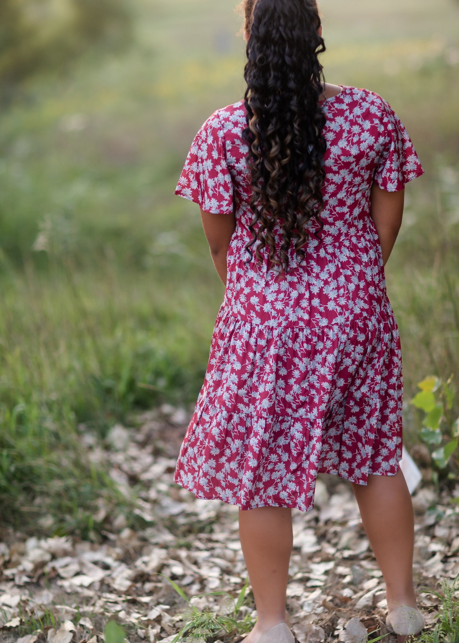 Pompeian Red Floral Midi Dress Dresses Mikarose