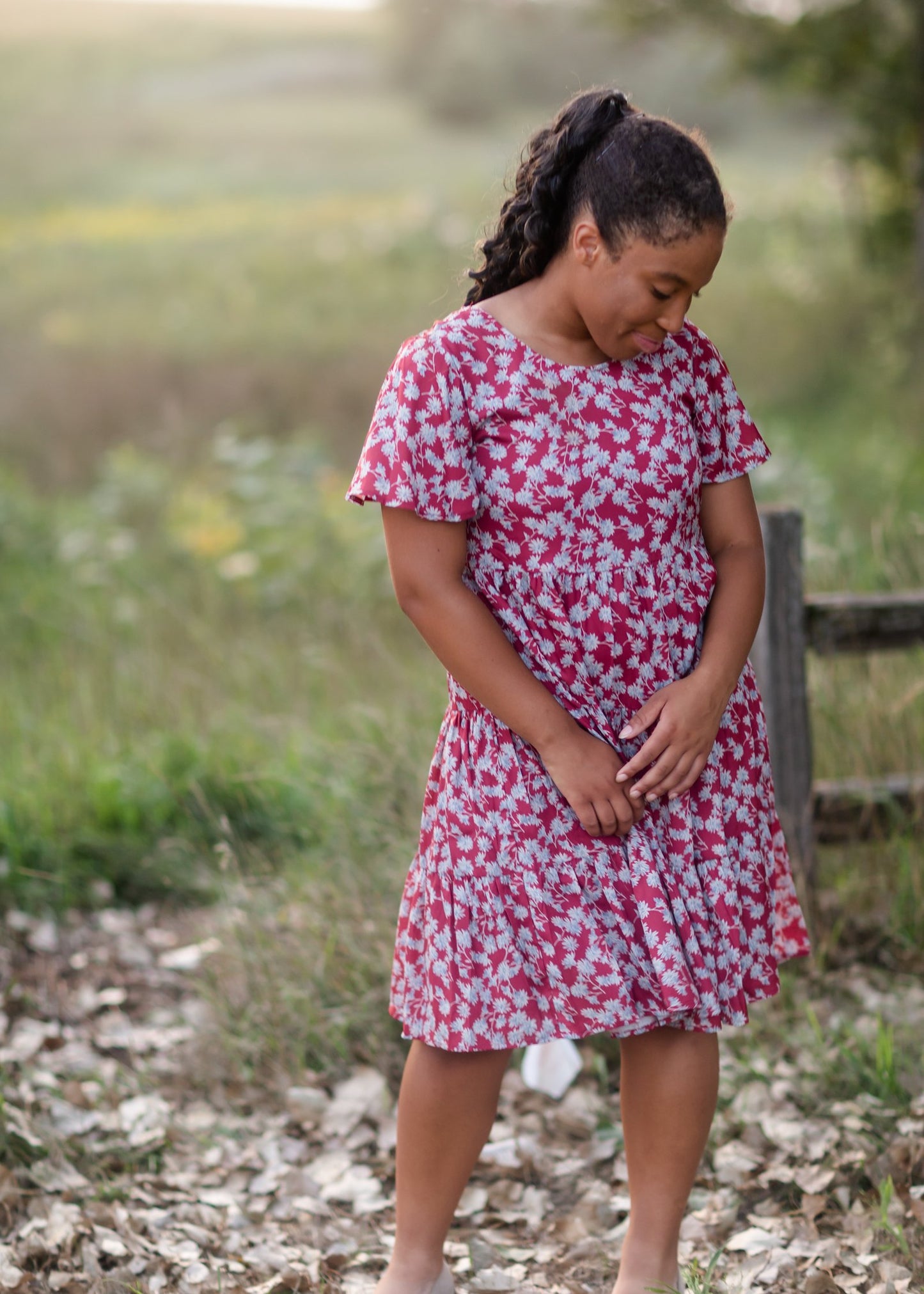 Pompeian Red Floral Midi Dress Dresses Mikarose