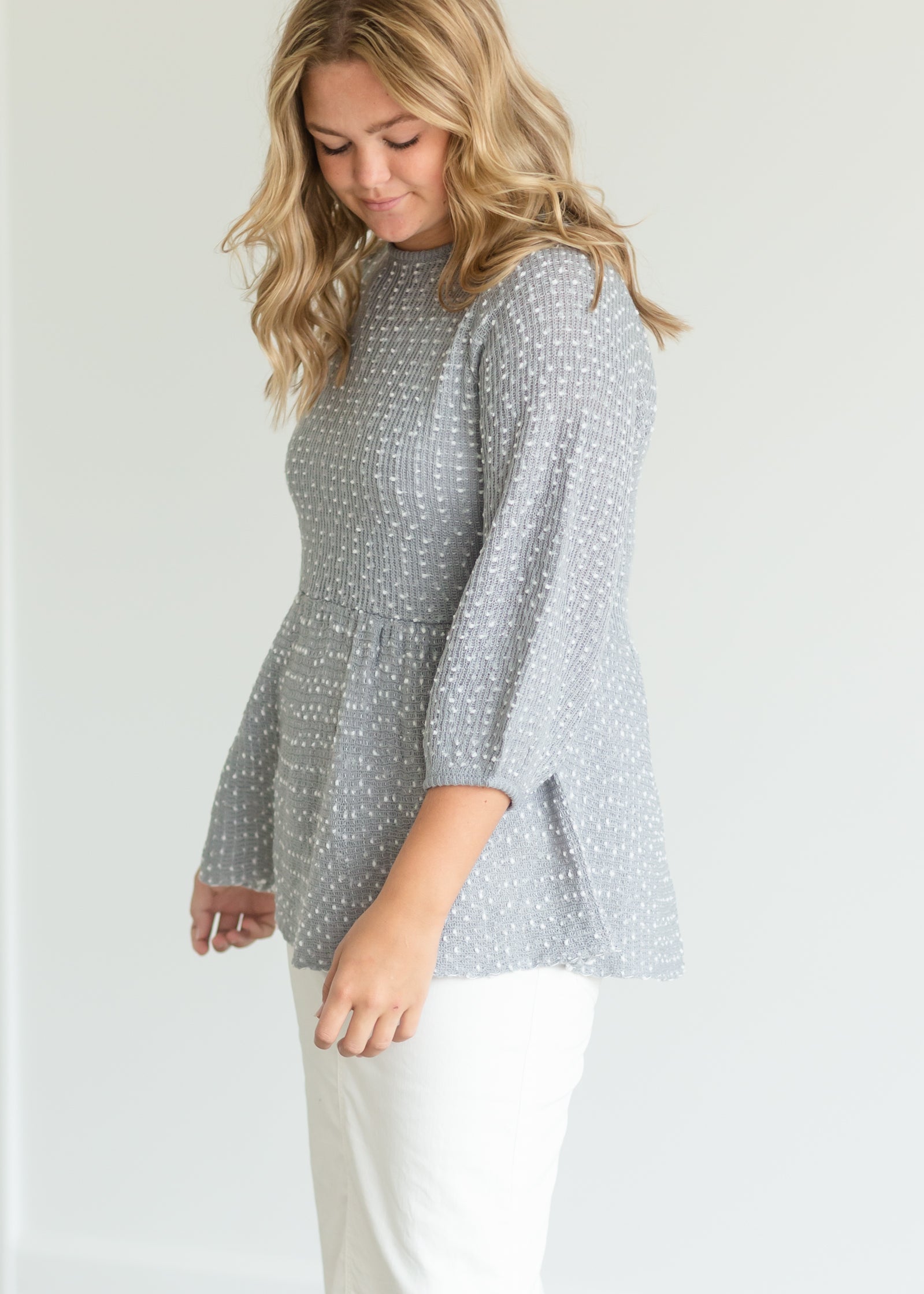 Powder Blue Pom Pom Knit Sweater - FINAL SALE Tops