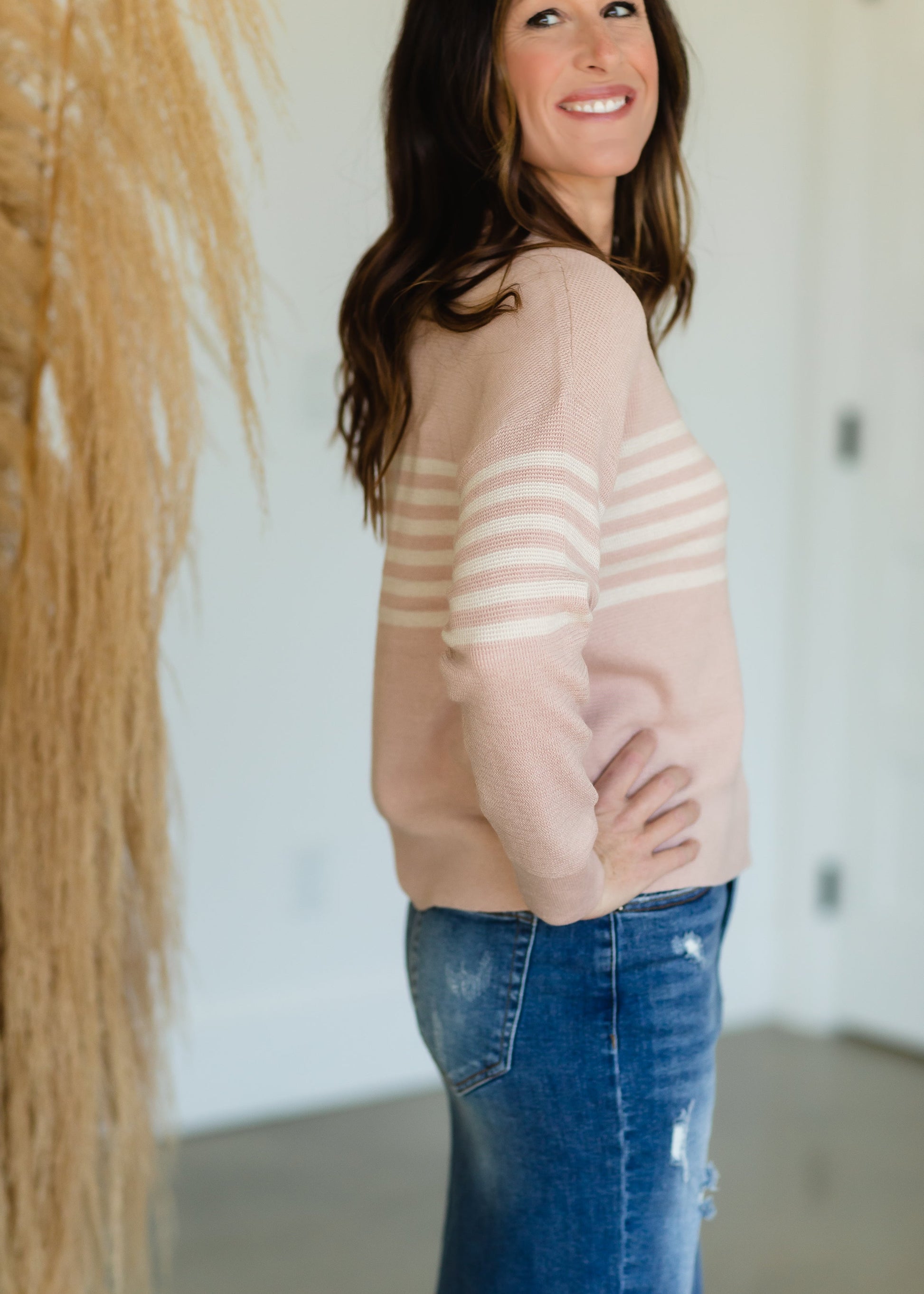 Premium Pink Petal Striped Top - FINAL SALE Tops