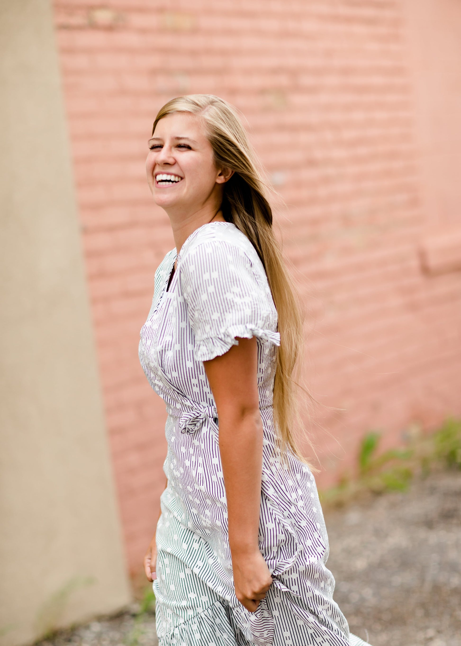 Cream and black side tie midi dress