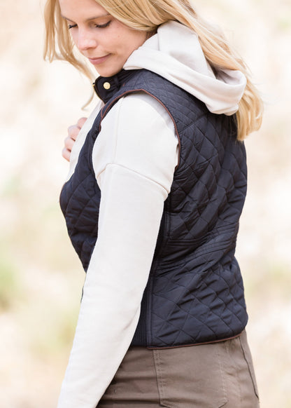 Quilted Contrast Puffer Vest - FINAL SALE Tops