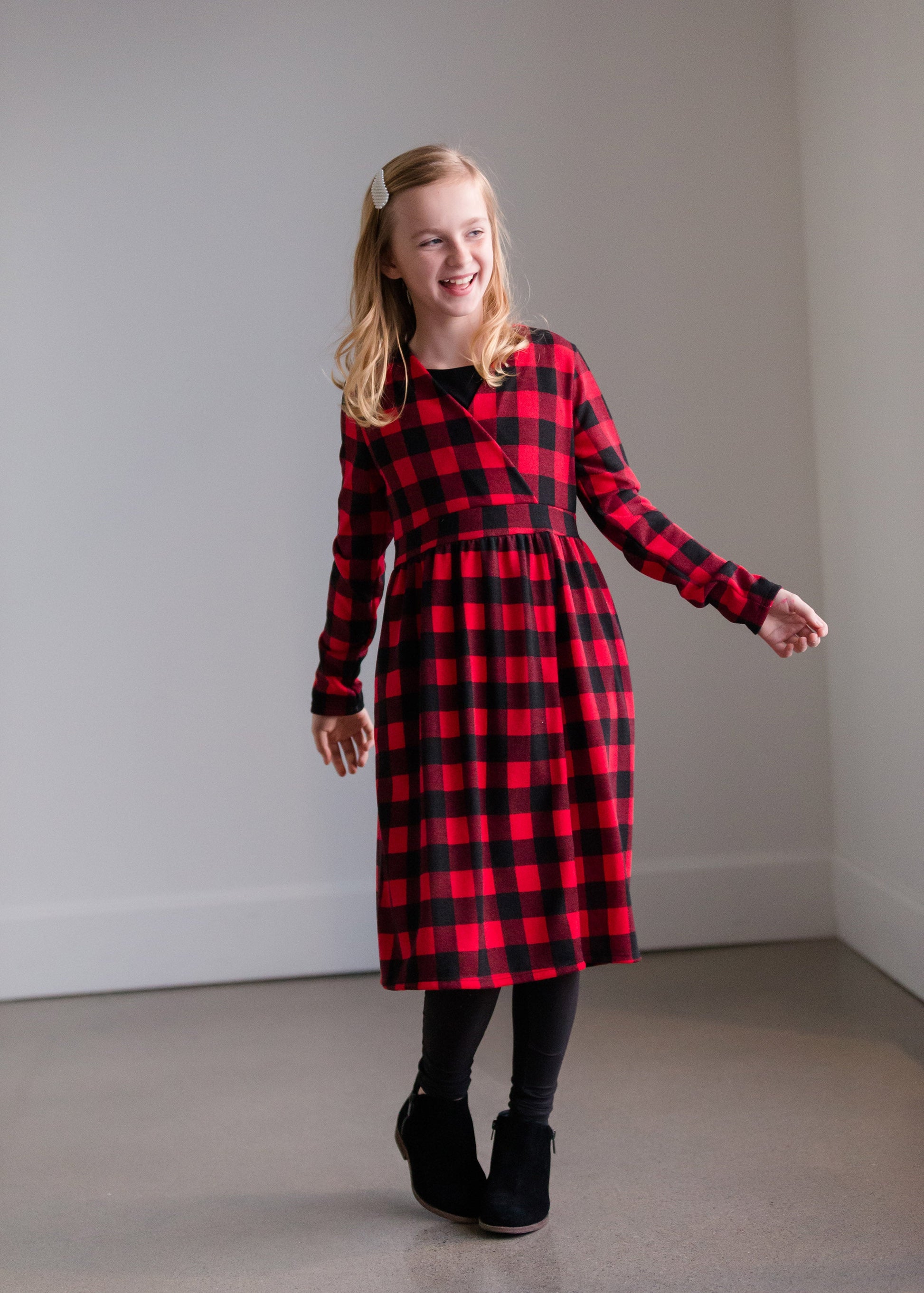 Red Buffalo Check Midi Dress - FINAL SALE Dresses