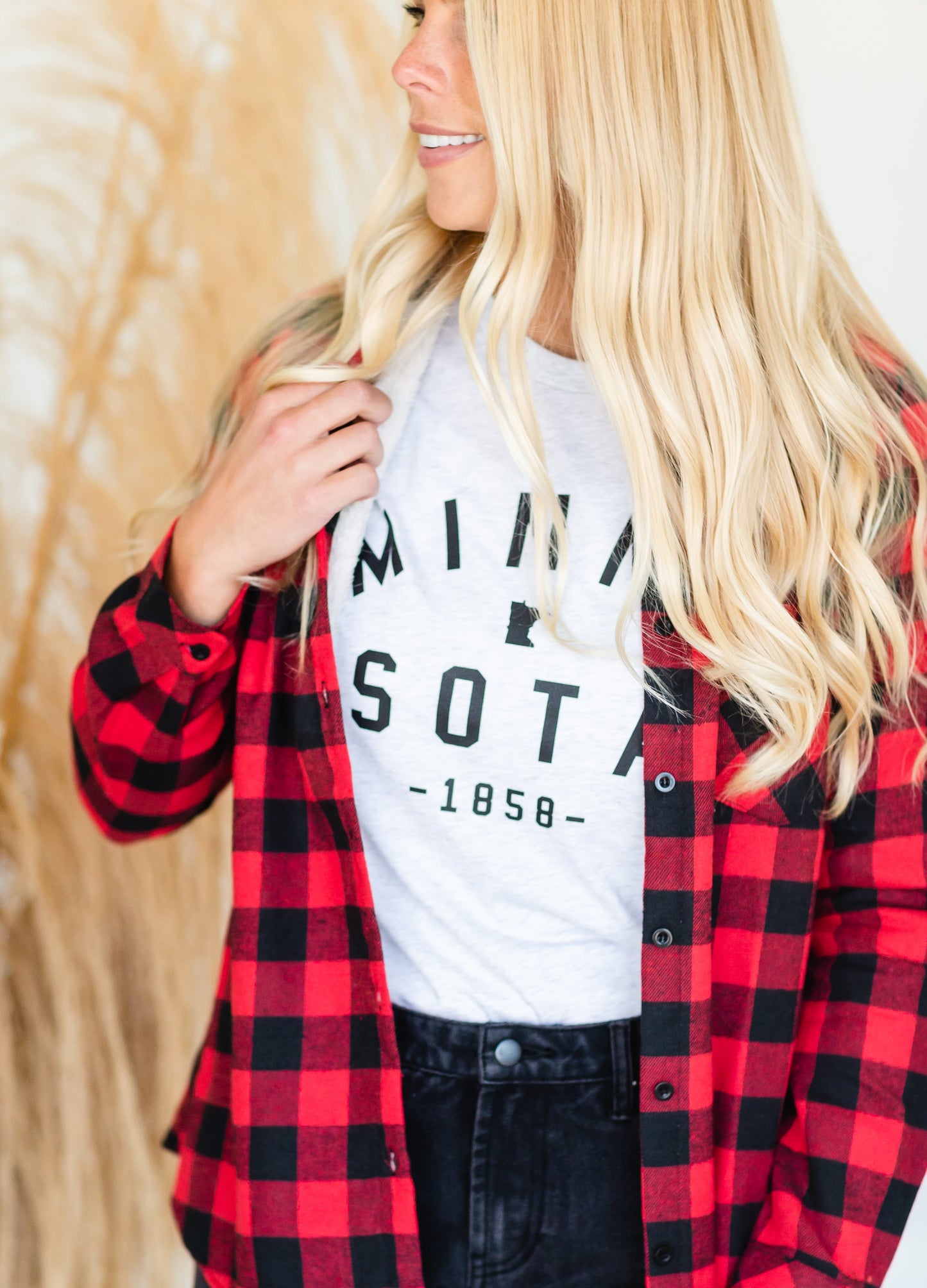 Red Checkered Plaid Fleece Lined Flannel - FINAL SALE Tops