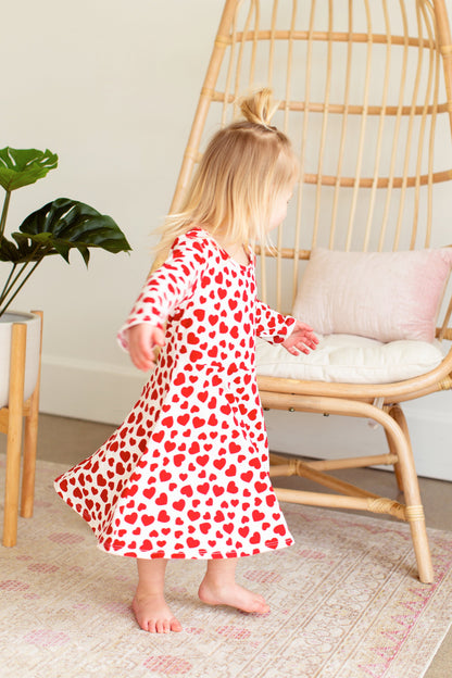 Red Sweet Heart Midi Dress - FINAL SALE Girls