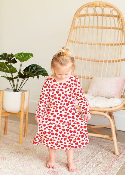 Red Sweet Heart Midi Dress - FINAL SALE Girls