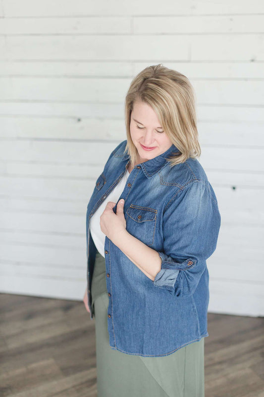 Relaxed Fit Denim Shirt - FINAL SALE Tops