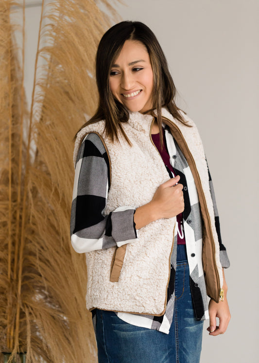 Reversible Sherpa Padded Vest - FINAL SALE Tops