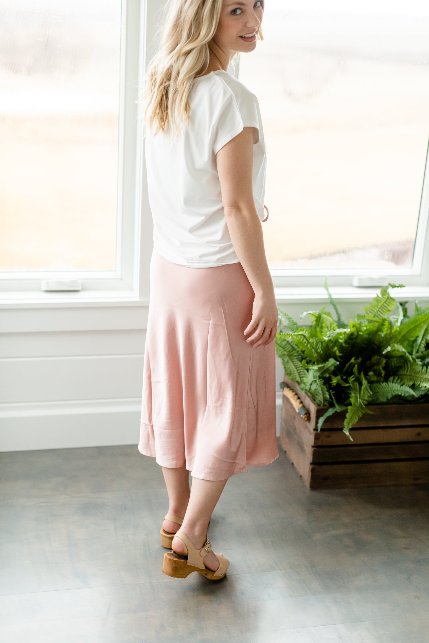 Rose Belted Satin Midi Skirt - FINAL SALE Skirts