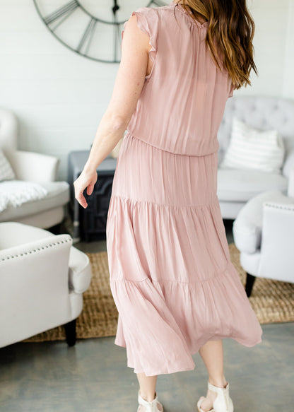 Rose Ruffled Sheen Dress - FINAL SALE Dresses