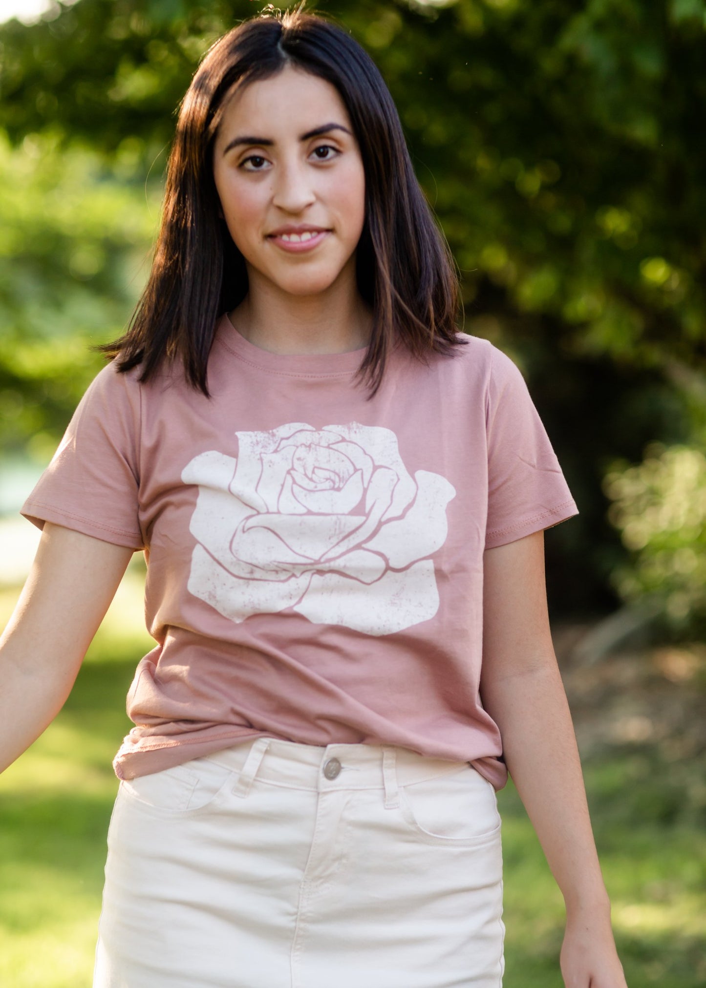 Rosewood Floral Graphic Tee Tops Tres Bien