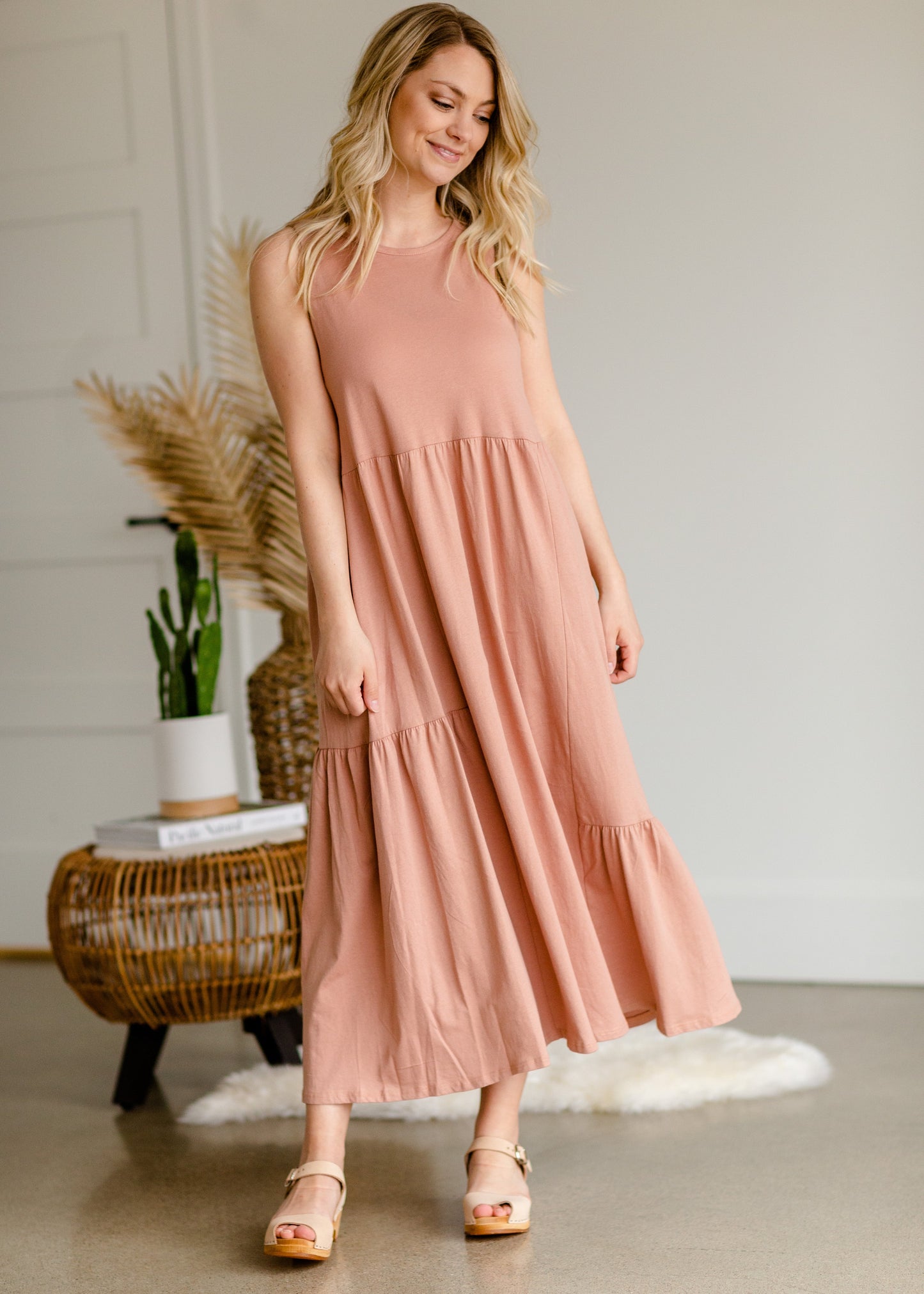 Rosewood Peasant Midi Dress Dresses