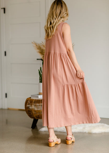 Rosewood Peasant Midi Dress Dresses