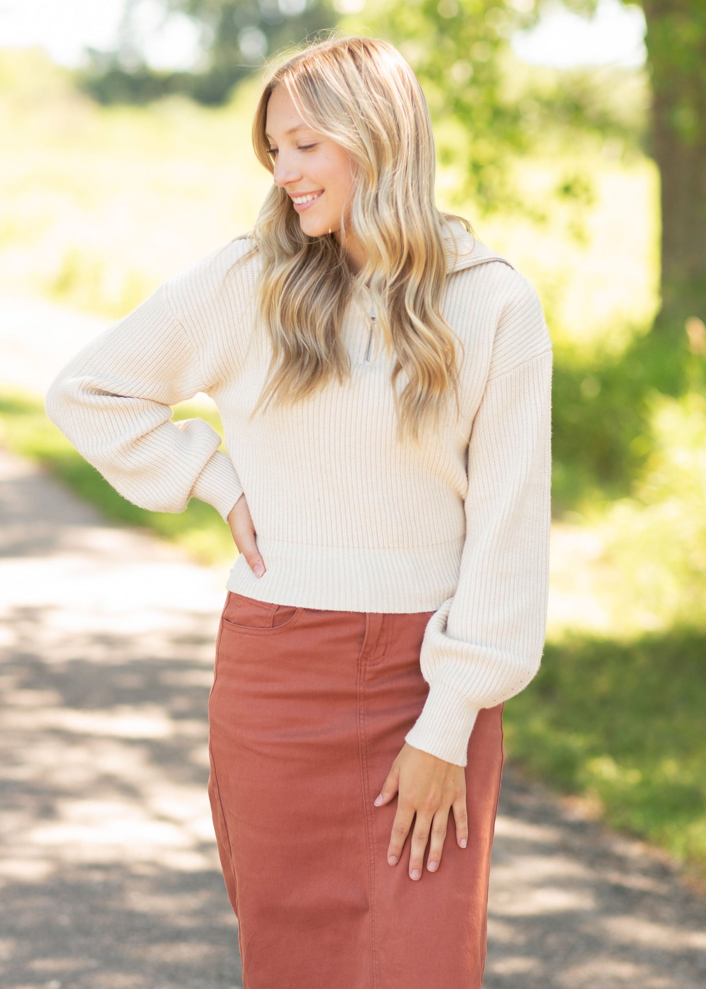 Rowan Half Zip Up Collared Sweater Tops