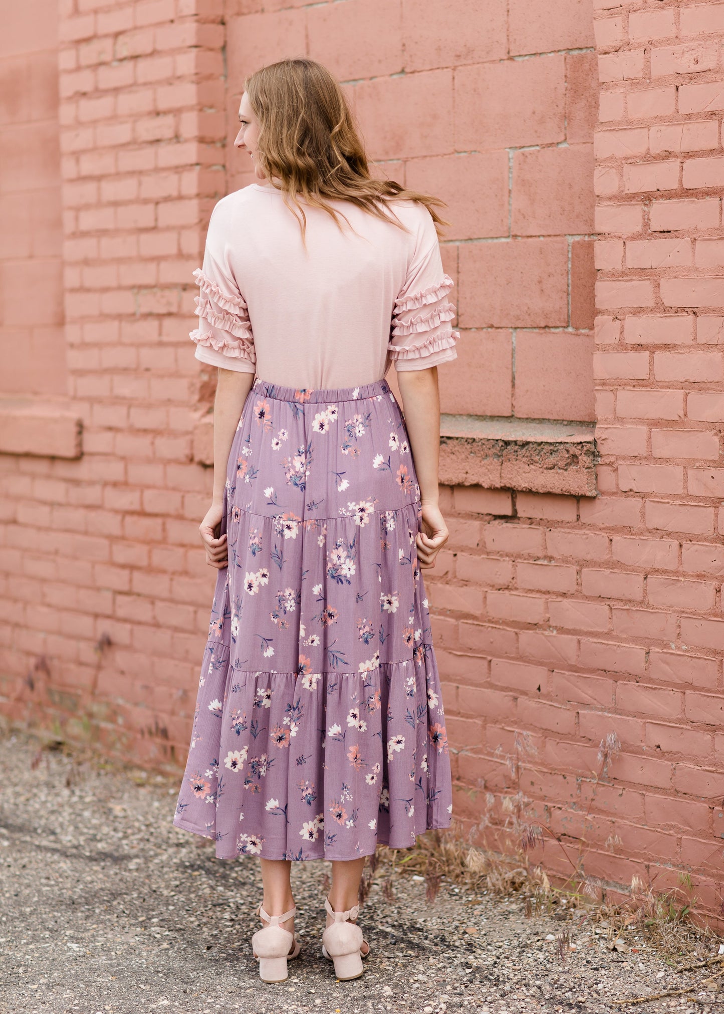 Women's Blush Pink Ruffle Sleeve Top