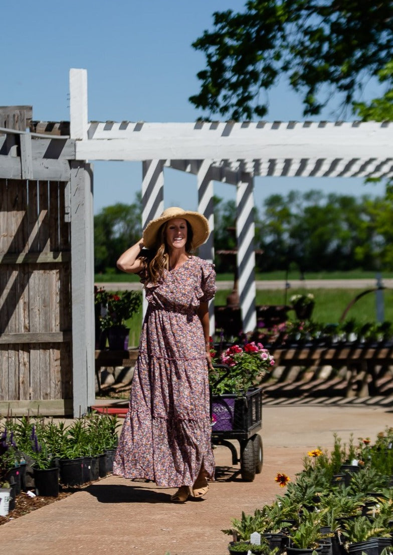 Ruffled Ditsy Floral Button Maxi Dress - FINAL SALE Dresses