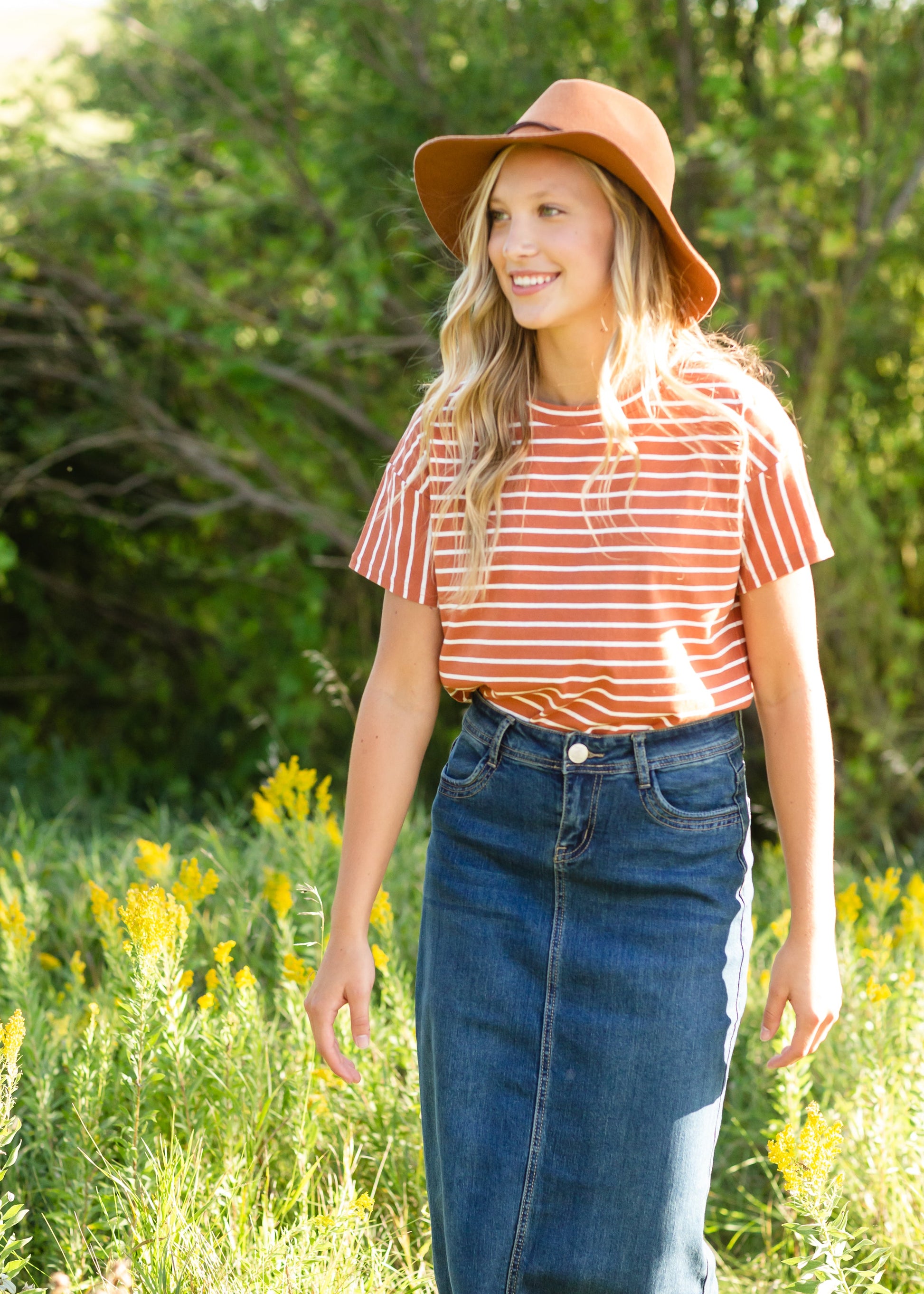 Rust Classic Striped Tee - FINAL SALE Tops