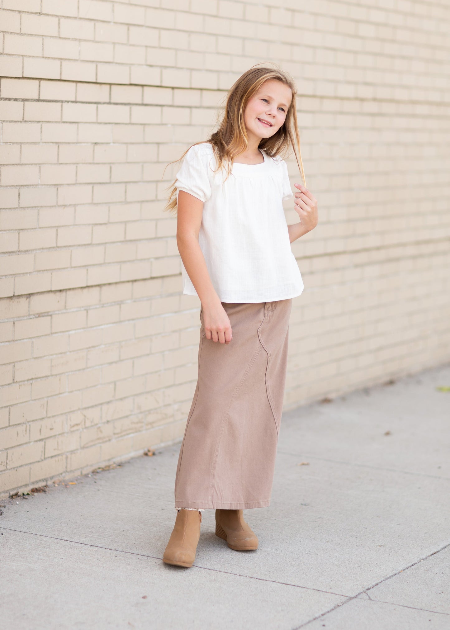 Ruthie A-Line Long Khaki Skirt Skirts