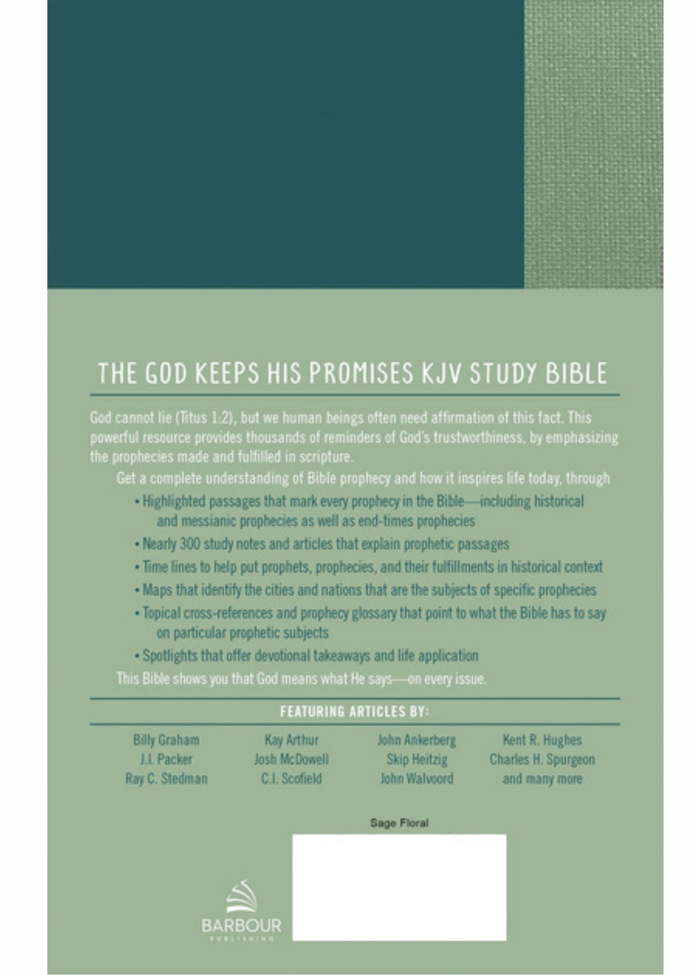 Sage Floral God Keeps His Promise KJV Study Bible Home & Lifestyle Barbour Publishing Inc.