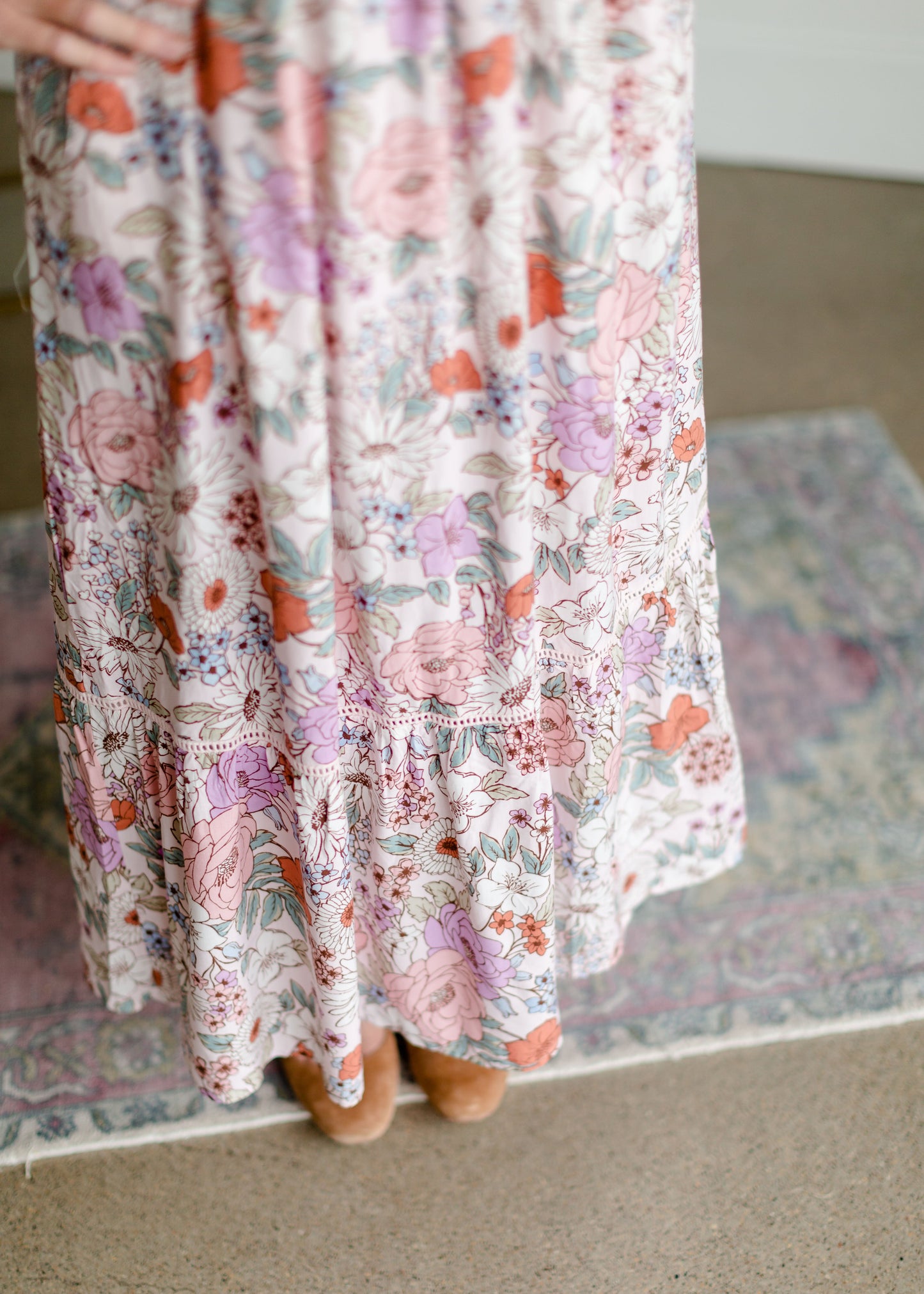 Smocked Floral Print Maxi Dress Dresses Polagram & BaeVely