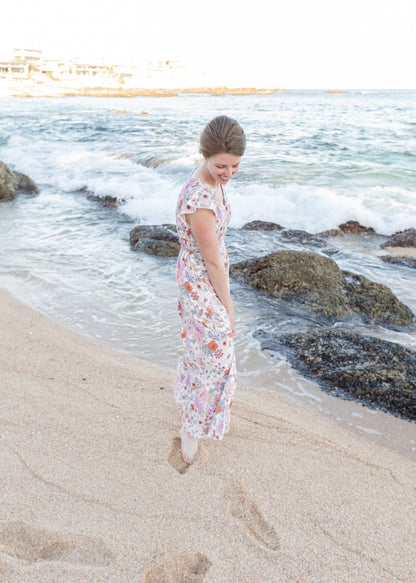 Smocked Floral Print Maxi Dress Dresses Polagram & BaeVely